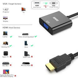 Adaptateur HDMI vers VGA, BENFEI Lot de 20 adaptateurs HDMI vers VGA plaqués Or (mâle vers Femelle) pour Ordinateur, PC, Moniteu