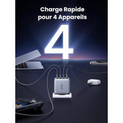 Uvert nexode 100w chargeur usb c rapide 4 ports gan tech prise usb c compatible avec iphone 17 pro max air 16 plus 15 14 13 12 g