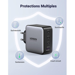 Uvert nexode 100w chargeur usb c rapide 4 ports gan tech prise usb c compatible avec iphone 17 pro max air 16 plus 15 14 13 12 g