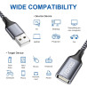 RAVIAD Câble Rallonge USB 2.0 2M, Câble Extension USB 2.0 Mâle A vers Femelle A Nylon Tressé Compatible pour Clé USB, Hub USB, D