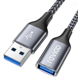 RAVIAD Câble Rallonge USB 3.0 2M, Câble Extension USB 3.0 Mâle A vers Femelle A 5Gbps Nylon Tressé Compatible pour Clé USB, Hub 