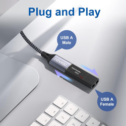 RAVIAD Câble Rallonge USB 3.0 2M, Câble Extension USB 3.0 Mâle A vers Femelle A 5Gbps Nylon Tressé Compatible pour Clé USB, Hub 