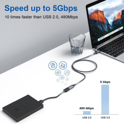 RAVIAD Câble Rallonge USB 3.0 2M, Câble Extension USB 3.0 Mâle A vers Femelle A 5Gbps Nylon Tressé Compatible pour Clé USB, Hub 