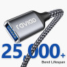 RAVIAD Câble Rallonge USB 3.0 2M, Câble Extension USB 3.0 Mâle A vers Femelle A 5Gbps Nylon Tressé Compatible pour Clé USB, Hub 