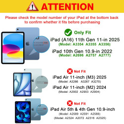 ProCase Coque pour iPad (A16) 11ème Génération 11" 2025 / iPad 10ème Génération 10,9" 2022 - avec Porte-Stylet, Arrière Transluc