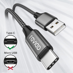 Raviad cable usb c charge rapide 3.1a, [0.3m, lot de 2] câble usb vers usb c court nylon cable chargeur type c pour iphone 17 16