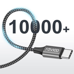 Raviad cable usb c charge rapide 3.1a, [2m, lot de 2] câble usb vers usb c nylon cable chargeur type c pour iphone 17 16 15, sam