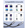 Uvert lot de 2 câble usb c vers usb c pd 100w 5a 20v charge rapide compatible avec macbook ipad pro iphone 17 pro max air 16 gal