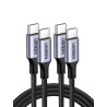 Uvert lot de 2 câble usb c vers usb c pd 100w 5a 20v charge rapide compatible avec macbook ipad pro iphone 17 pro max air 16 gal