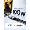 Uvert lot de 2 câble usb c vers usb c pd 100w 5a 20v charge rapide compatible avec macbook ipad pro iphone 17 pro max air 16 gal