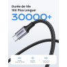 Uvert lot de 2 câble usb c vers usb c pd 100w 5a 20v charge rapide compatible avec macbook ipad pro iphone 17 pro max air 16 gal