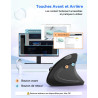 TECKNET Souris Ergonomique sans Fil 2.4G, Silencieuse Verticale Souris avec 4800 DPI Réglable, 6 Boutons, LED, Prévention Syndro