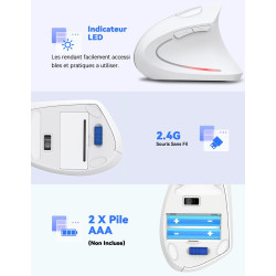 TECKNET Souris Verticale, 4800 DPI Souris sans Fil Ergonomique, Protège Le Bras, Souris sans Fil 6 Boutons pour PC, Ordinateur P