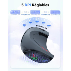 TECKNET Souris Verticale, 4800 DPI Souris sans Fil Ergonomique, Protège Le Bras, Souris sans Fil 6 Boutons pour PC, Ordinateur P