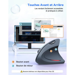 TECKNET Souris Verticale, 4800 DPI Souris sans Fil Ergonomique, Protège Le Bras, Souris sans Fil 6 Boutons pour PC, Ordinateur P