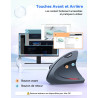 TECKNET Souris Verticale, 4800 DPI Souris sans Fil Ergonomique, Protège Le Bras, Souris sans Fil 6 Boutons pour PC, Ordinateur P