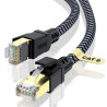 CABNEER Câble Ethernet 40M, RJ45 Cat 8 Câble Réseau 40Gbps 2000MHz Haut Débit Câble, Nylon Tressé Double Blindage LAN Câble Inte