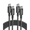 Anker Câble USB C vers USB C, 100W Câble de Charge usb c, 2 pack, pour iPhone 17/16/17 Pro/17 Plus/17 ProMax, MacBook Pro/Air, i