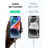 Uvert câble lightning vers usb c mfi certifié nylon tressé chargeur iphone rapide compatible avec iphone 14 plus pro max 13 12 1