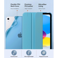 MoKo Coque pour iPad (A16) 11e Gén 11" 2025, iPad 10e Gén 10,9" 2022, Étui avec Coque Arrière en TPU Souple à Rabat avec Support