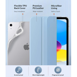 MoKo Coque pour iPad (A16) 11e Génération 11Pouces 2025, iPad 10e Gén 10,9" 2022, Étui avec Coque Arrière en TPU Souple à Rabat 