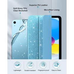 MoKo Coque pour iPad (A16) 11e Génération 11 Pouces 2025/iPad 10e Gén 10,9" 2022, Étui Scintillant, Housse avec Coque Arrière en