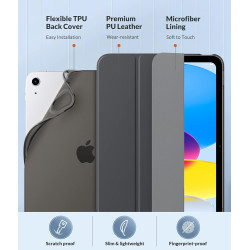 MoKo Coque pour iPad (A16) 11e Gén 11" 2025, iPad 10e Gén 10,9" 2022, Étui avec Coque Arrière en TPU Souple à Rabat avec Support