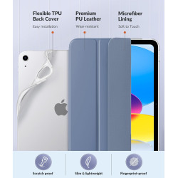 MoKo Coque pour iPad (A16) 11e Gén 11" 2025, iPad 10e Gén 10,9" 2022, Étui avec Coque Arrière en TPU Souple à Rabat avec Support