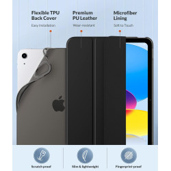 MoKo Coque pour iPad (A16) 11e Génération 11Pouces 2025, iPad 10e Gén 10,9" 2022, Étui avec Coque Arrière en TPU Souple à Rabat 