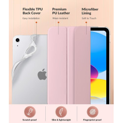 MoKo Coque pour iPad (A16) 11e Gén 11" 2025, iPad 10e Gén 10,9" 2022, Étui avec Coque Arrière en TPU Souple à Rabat avec Support