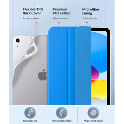 MoKo Coque pour iPad (A16) 11e Génération 11Pouces 2025, iPad 10e Gén 10,9" 2022, Étui avec Coque Arrière TPU Souple à Rabat, Su