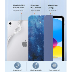 MoKo Coque pour iPad (A16) 11e Gén 11" 2025, iPad 10e Gén 10,9" 2022, Étui avec Coque Arrière en TPU Souple à Rabat avec Support