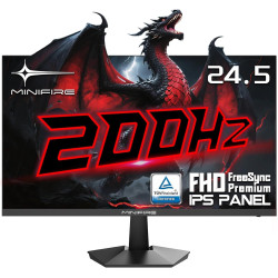 Minifire Écran Gaming 24.5″ IPS 200Hz – Écran Gamer FHD (1920×1080), 1ms, 120% sRGB, HDR10, Adaptive-Sync, HDMI/DisplayPort, VES