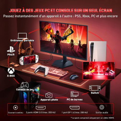 Minifire Écran Gaming 24.5″ IPS 200Hz – Écran Gamer FHD (1920×1080), 1ms, 120% sRGB, HDR10, Adaptive-Sync, HDMI/DisplayPort, VES