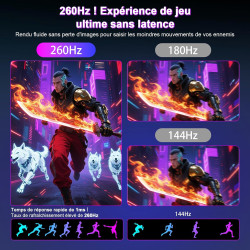 Minifire 27 Ecran PC Gamer,260Hz, Fast IPS Moniteur Gaming, QHD 2K 2560 x 1440p,1Ms, Écran Blanc, Freesync, 130% sRGB, HDR10, Fa