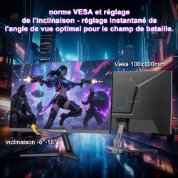 Minifire 27 Ecran PC Gamer,260Hz, Fast IPS Moniteur Gaming, QHD 2K 2560 x 1440p,1Ms, Écran Blanc, Freesync, 130% sRGB, HDR10, Fa