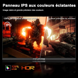 Minifire Moniteur de Jeu 27 Pouces, WQHD (2560×1440p) 200Hz 1ms (OD), Écran Fast IPS Adaptive Sync HDR, HDMI/DP VESA 100×100mm (