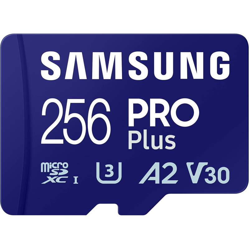 Samsung Carte mémoire microSDXC Pro Plus, Interface UHS-I, 256 Go, Vitesse de Lecture jusqu'à 180 Mo/s, capturez Le Moment comme