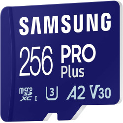 Samsung Carte mémoire microSDXC Pro Plus, Interface UHS-I, 256 Go, Vitesse de Lecture jusqu'à 180 Mo/s, capturez Le Moment comme