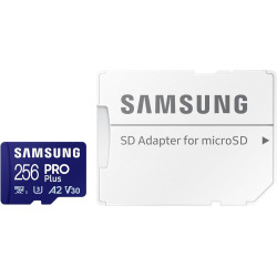 Samsung Carte mémoire microSDXC Pro Plus, Interface UHS-I, 256 Go, Vitesse de Lecture jusqu'à 180 Mo/s, capturez Le Moment comme