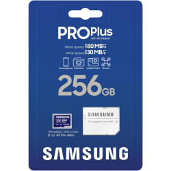 Samsung Carte mémoire microSDXC Pro Plus, Interface UHS-I, 256 Go, Vitesse de Lecture jusqu'à 180 Mo/s, capturez Le Moment comme