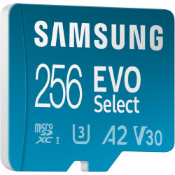 Samsung Carte mémoire microSDXC, Evo Select MB-ME256SA/EU, 256 Go, vitesse de lecture 160 Mo/s¹, fournie avec adaptateur SD