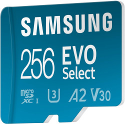 Samsung Carte mémoire microSDXC, Evo Select MB-ME256SA/EU, 256 Go, vitesse de lecture 160 Mo/s¹, fournie avec adaptateur SD