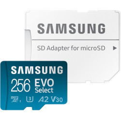 Samsung Carte mémoire microSDXC, Evo Select MB-ME256SA/EU, 256 Go, vitesse de lecture 160 Mo/s¹, fournie avec adaptateur SD