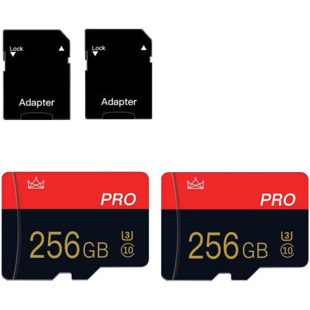Carte Mémoire 256GB, Class 10 Micro Memory Carte avec Adaptateur SD, Haute Vitesse pour Smartphone, Drone, Tablette, Nintendo Sw