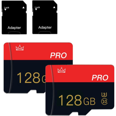 Carte Mémoire 128GB, Class 10 Micro Memory Carte avec Adaptateur SD, Haute Vitesse pour Smartphone, Drone, Tablette, Nintendo Sw