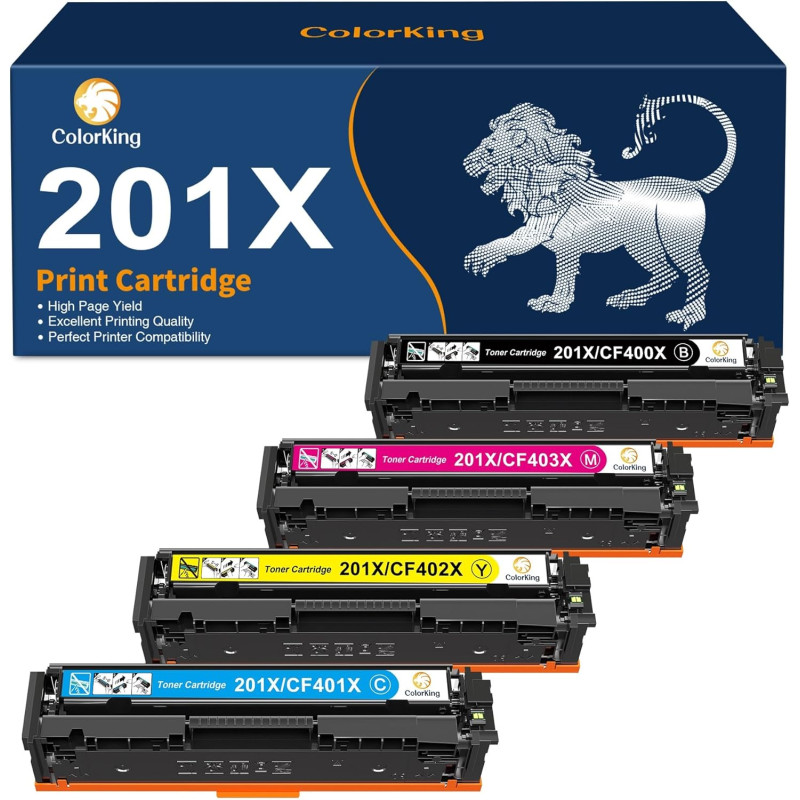 ColorKing 201X Cartouches de Toner Compatible pour HP 201X 201A CF400X CF400A Toner pour HP Color LaserJet Pro MFP M277dw M252dw