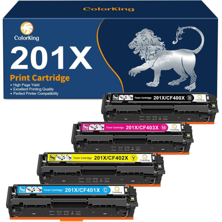 ColorKing 201X Cartouches de Toner Compatible pour HP 201X 201A CF400X CF400A Toner pour HP Color LaserJet Pro MFP M277dw M252dw