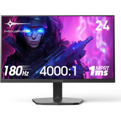 Minifire écran pc gamer 24 pouces, 180hz, 1ms, adaptive sync,fhd, 110% srgb,1xhdmi 1.4/1xdp 1.2 ports, bleulightshield, bordure 