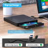 6 en 1 Lecteur CD Externe pour PC, USB 3.0 Type C CD/DVD +/-RW Graveur DVD Externe avec Lecteur de Carte SD/TF, Mince Lecteur DV